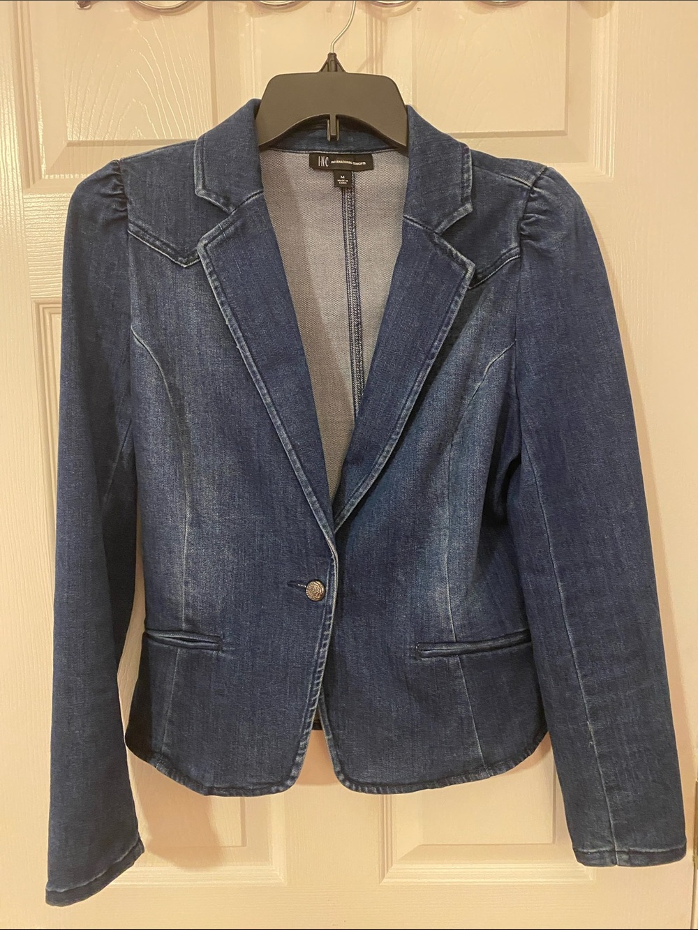 INC International Concepts Dark Blue Denim Blazer Jacket